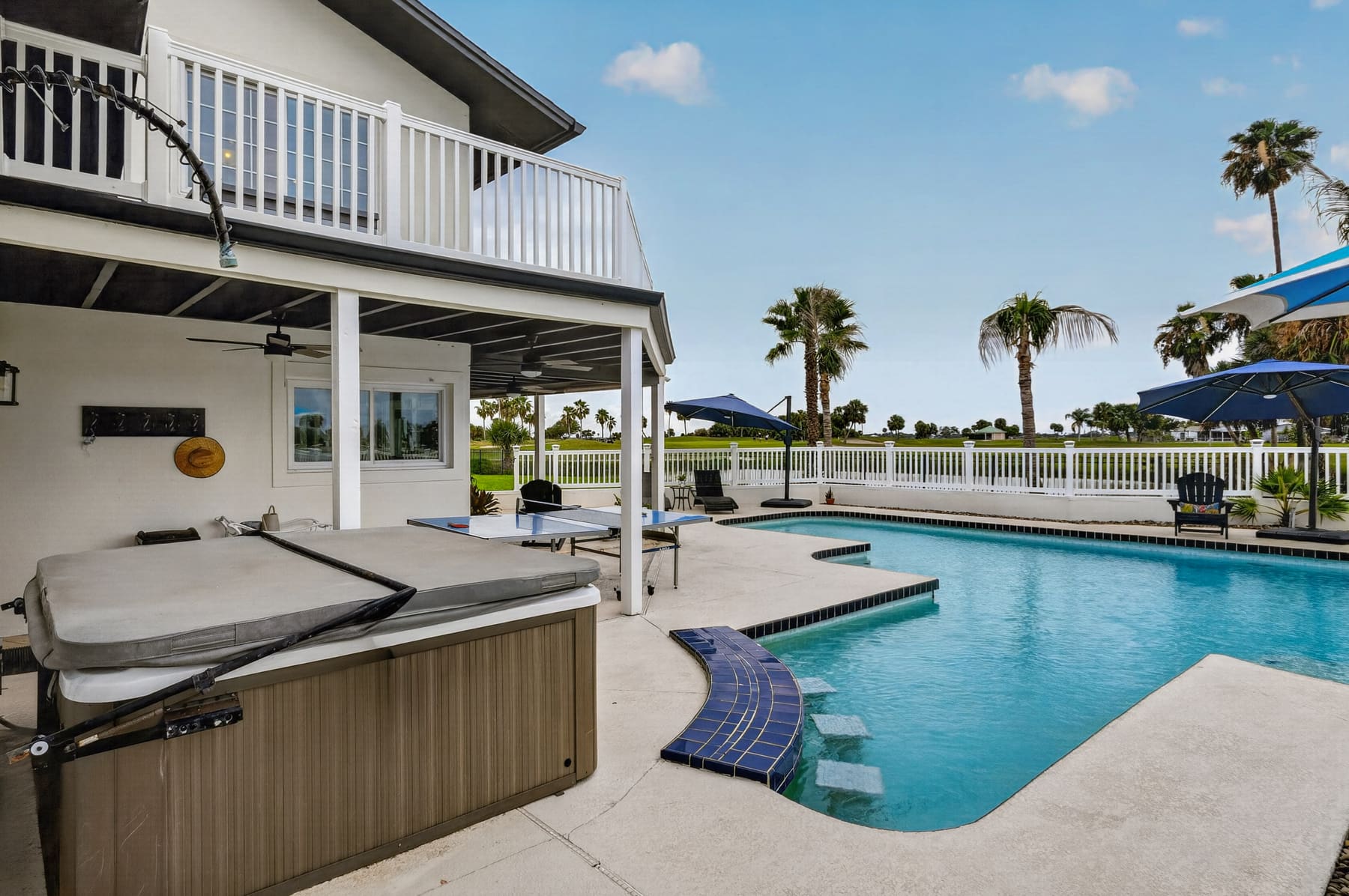 Pool with swim-up bar and Jacuzzi