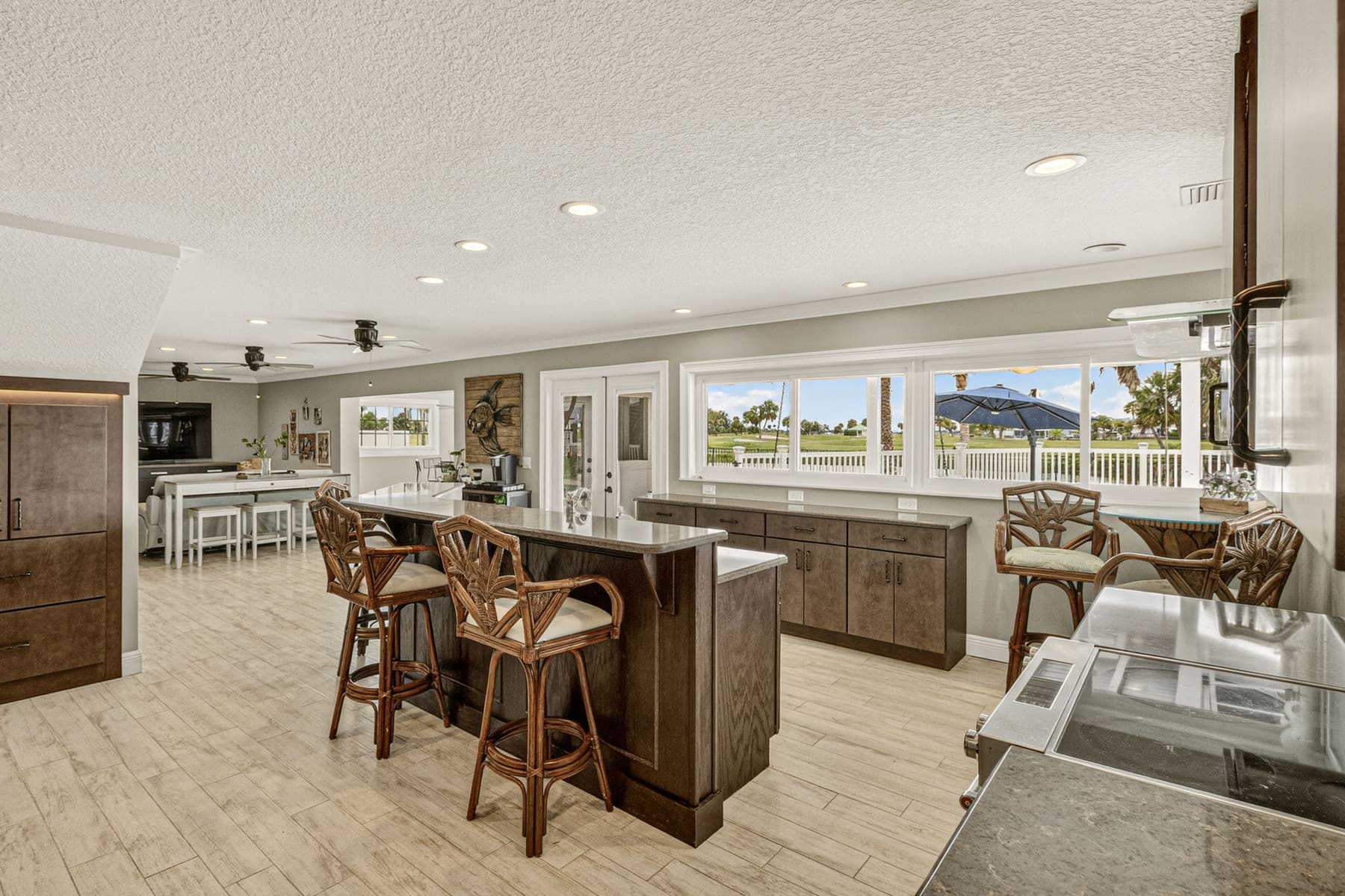 Kitchen with golf course views
